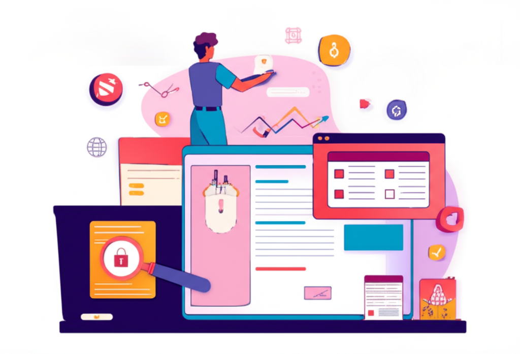 illustration of a trader checking broker safety