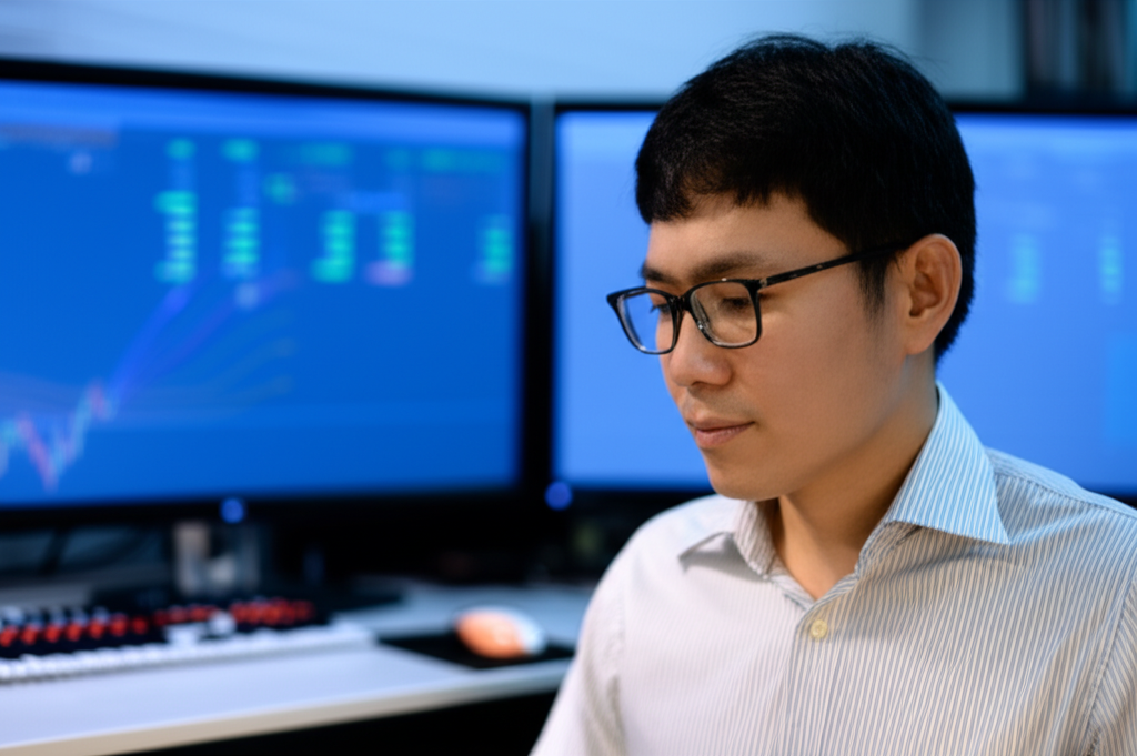 A Thai forex trader analyzing market trends